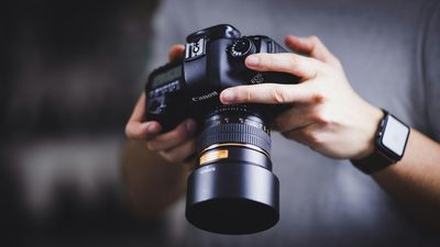 Photographer taking photos with a professional camera